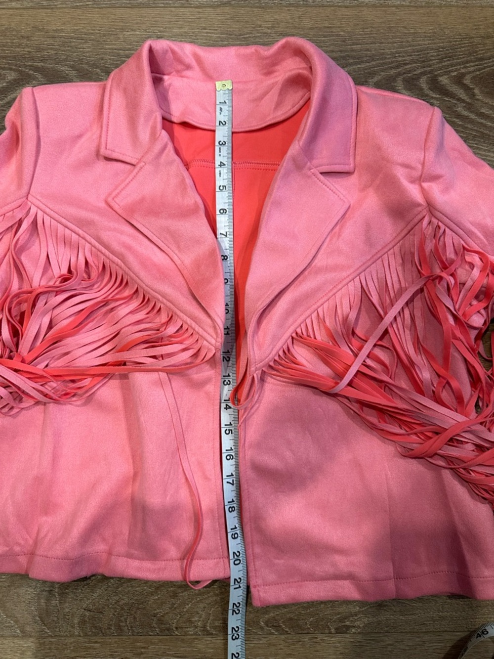 Women's Pink Fringe Faux Suede Jacket - Picture 6 of 9